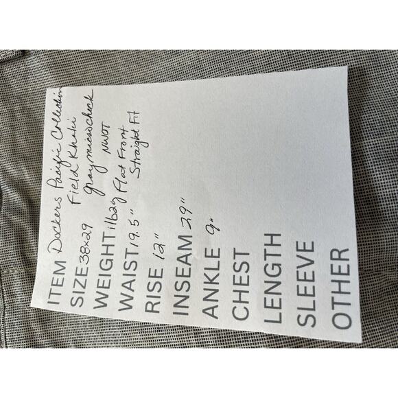 Dockers Pacific Collection 38X29 Gray Check Field Khaki Flat Front Pants NEW - Picture 10 of 10